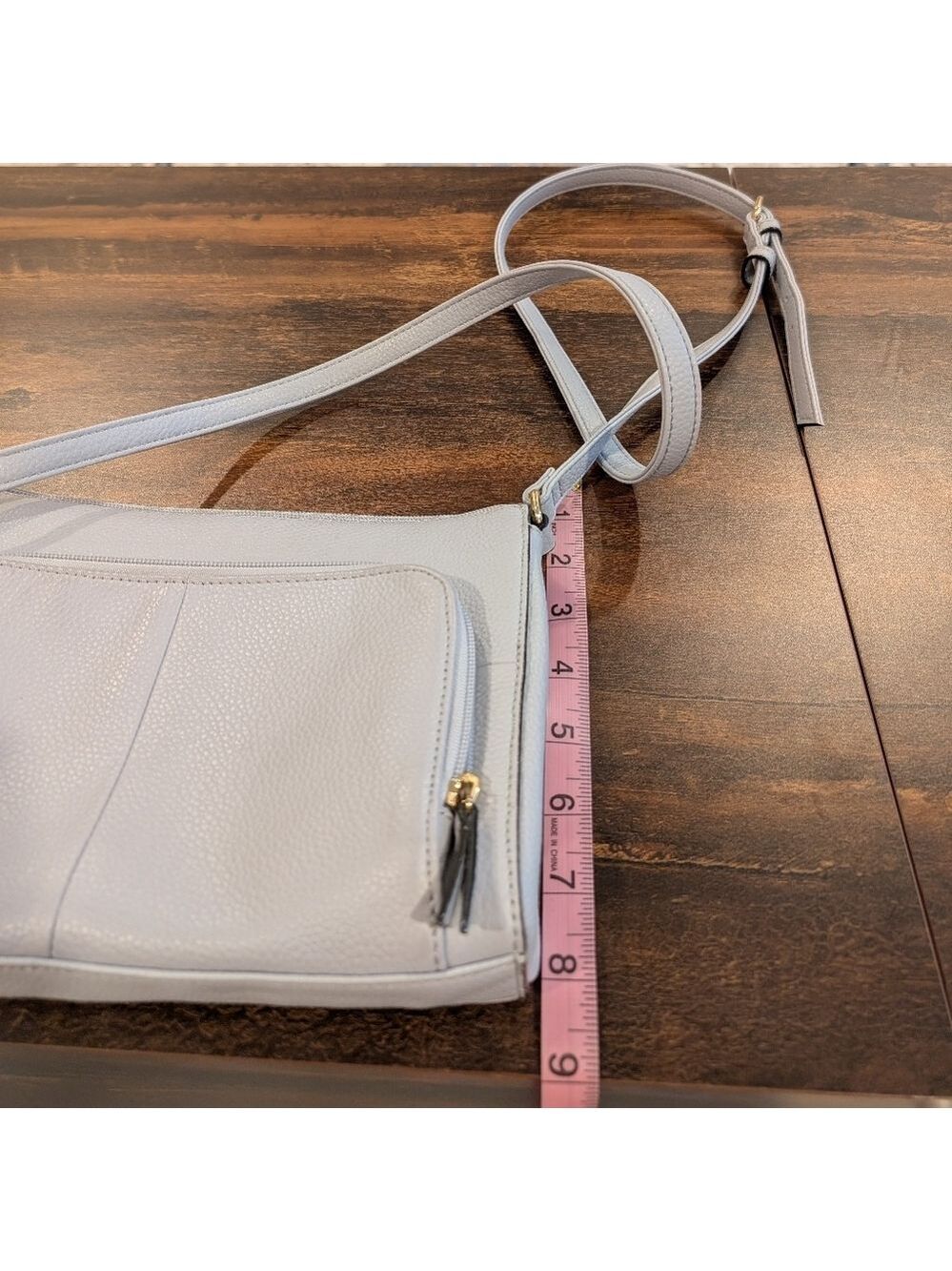 Tignanello Crossbody Genuine Leather Bag , Blue gray , Numerous Compartments,GUC - Picture 8 of 9
